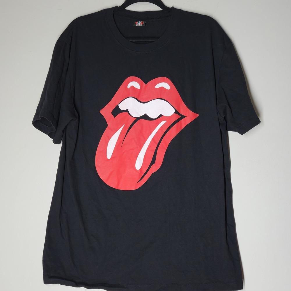 Vintage Rolling Stones Band T Shirt Size XL Withstand Rock N Roll Big Lips